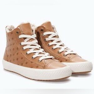 ZARA white and brown high top sneakers with stars